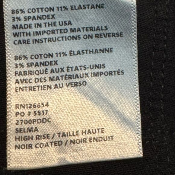 L'AGENCE Clayton High Rise in Noir Coated Cotton-Blend Pants Size 32 - Picture 6 of 10